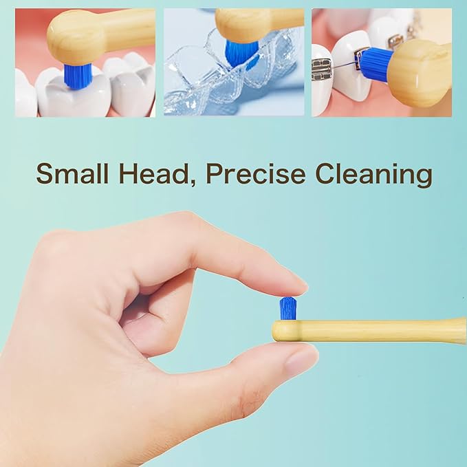 INUSO 5 Pack Bamboo End-Tuft Toothbrush for Braces & Interdental Cleaning | Orthodontic Toothbrush with German Pedex Bristles | Eco-Friendly, Soft, Precise, and Biodegradable