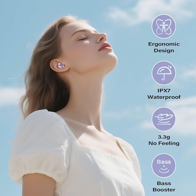 Sleep Earbuds, Mini ANC Wireless Earbuds Bluetooth 5.4 Headphones Deep Bass Stereo, 48H Playtime Ear Buds, 4 ENC Noise Cancelling Mic, In Ear IP7 Waterproof Earphones for Side Sleepers,Touch Control-StrideForce Fitness