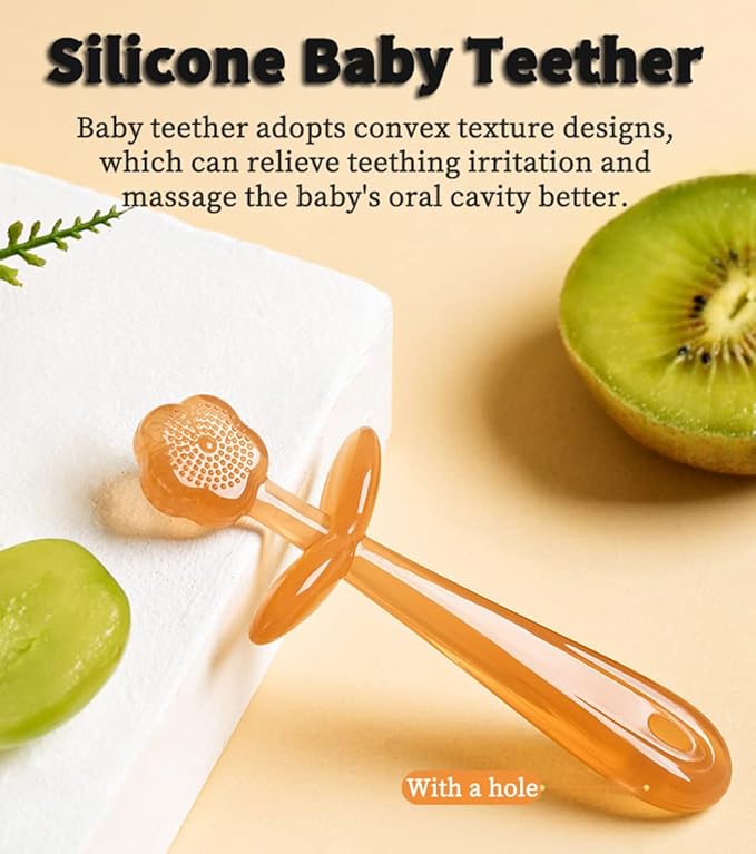 FOKiiBO Baby Silicone Toothbrush Set, Tongue Brush + Finger Toothbrush with Cup for Training Teething, 0-18M Infant Toddler Newborn Baby Teeth Brushes