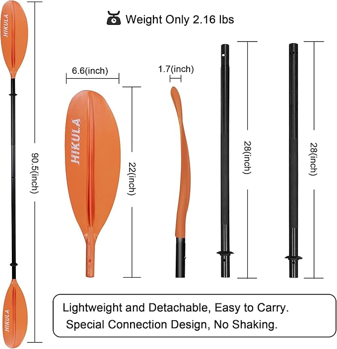 Kayak Paddle 4 Pieces Aluminum Shaft and PP Blade Floating 86.6in/220cm, 90.5inch/230cm Lightweight Oars-StrideForce Fitness