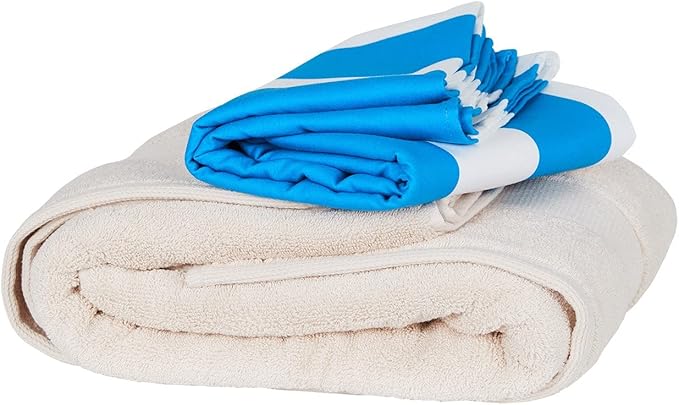 Dock & Bay Beach Towel - Quick Dry, Sand Free - Compact, Lightweight - 100% Recycled - Includes Bag - Cabana - Bondi Blue - Large (160x90cm, 63x35)-StrideForce Fitness