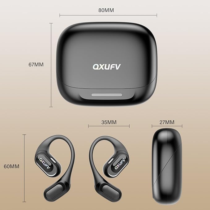 Open Ear Headphones, Bluetooth 5.4 Headphones Sports, Premium Sound with HD Mic Wireless Earbuds, 48H Playtime LED Power Display Ear Buds, IPX7 Lightweight Comfort Earphones for Running, Working-StrideForce Fitness