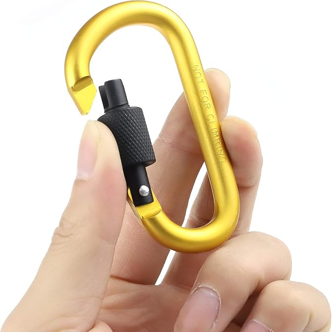 10 Pack Aluminum D Ring Key Rings Hiking Clips Locking Carabiner for Hiking Camping Fishing and Outdoor Use，Clips with Screw Gate Multicolored-StrideForce Fitness