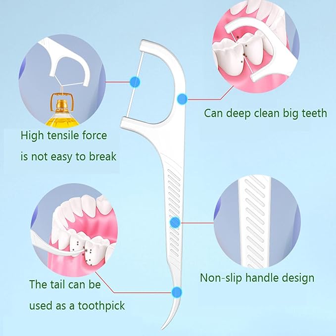 Holy Rose Dental Floss Picks with Portable Case 4 Box,Bagged Flosser Toothpick with Adult Floss Sticks 140 Count,Best Tool for Cleaning Teeth and Oral Care, Home or Travel (Green Pink)