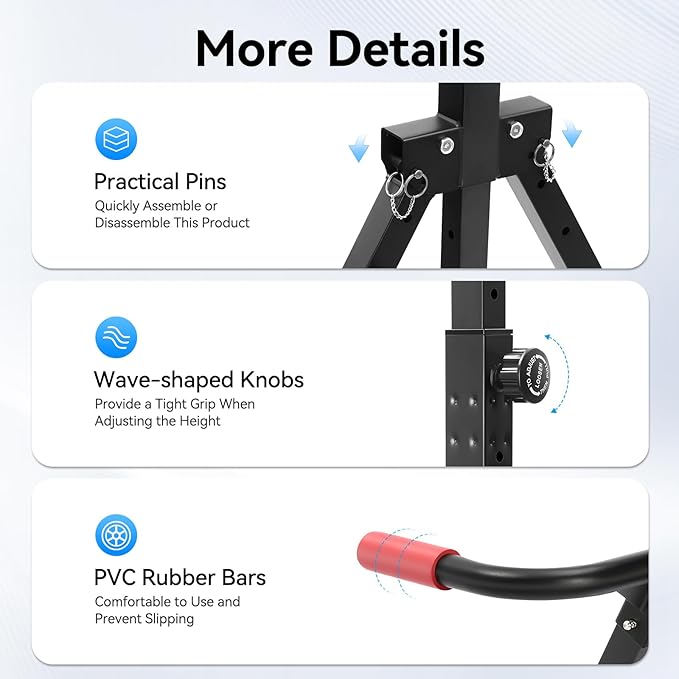 Foldable Power Tower Pull Up Bar Dip Station, 200kg/440.92lbs Triangular Pull Up Bar Station Adjustable, Multi-Function Strength Training Fitness Equipment for Home Gym-StrideForce Fitness