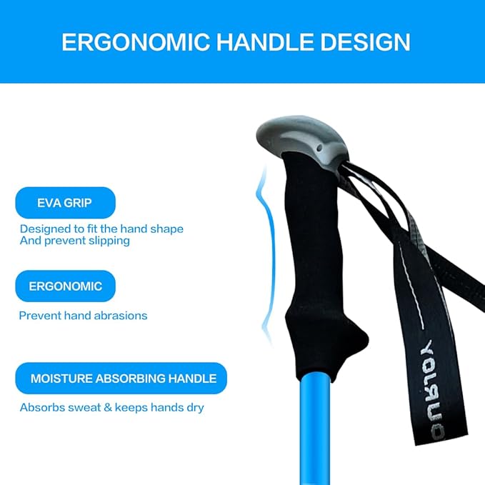 Hiking Trekking Poles, 2 Pack Anti Shock, Adjustable, Collapsible Hiking Poles for Trekking or Walking, Lightweight Aluminum Sticks for Children-StrideForce Fitness