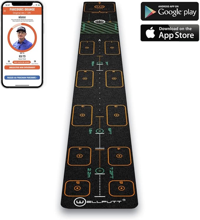 WELLPUTT - Golf Putting Training Mat - 10ft First-StrideForce Fitness