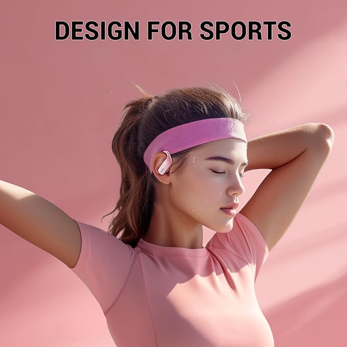 Wireless Sport Earbuds Bluetooth Headphones with Mic 80H Playtime IPX5 Waterproof Ear Buds Deep Bass Earphones Over Ear Headset for Running Gym Workout - Pink-StrideForce Fitness