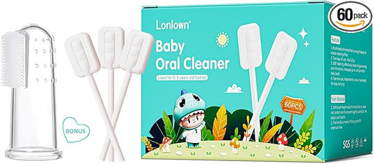 60PCS Baby Tongue Cleaner & 1PCS Finger Toothbrush Infant Mouth Cleaner Newborn Gum Cleaner Disposable Infant Oral Clean Stick Dental Care for Baby Toddler