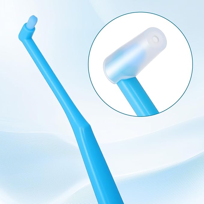 6 Pcs End Tuft Toothbrush for Adult, Soft Bristles Angled Toothbrush with Covers Single Tufted Tooth brush for Orthodontic, Braces, Implants, Retainers, Back Teeth Detail Cleaning