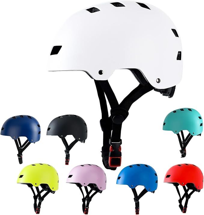 Bike Helmet 3 Sizes for Teenager Kids Youth Adults,Bavilk Skateboard Helmet Adjustable Multi-Sport Bicycle Cycling Scooter Roller Skate Inline Skating Rollerblading for Girls Boys Women Men Teen-StrideForce Fitness