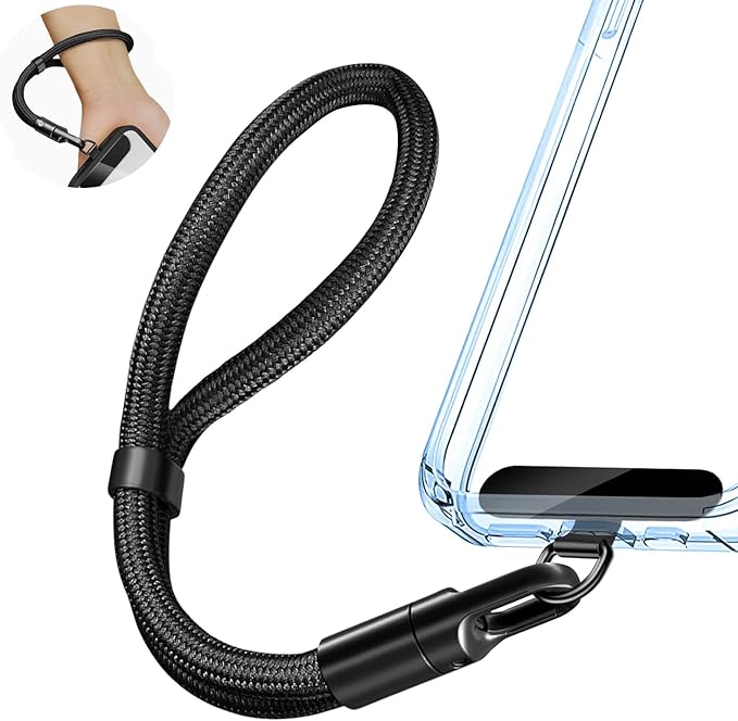 Phone Wrist Strap Lanyard Strap Adjustable, Anti Theft Wrist Lanyard with Slim Tether Tab fit iPhone and Most Cell Phone – Black-StrideForce Fitness