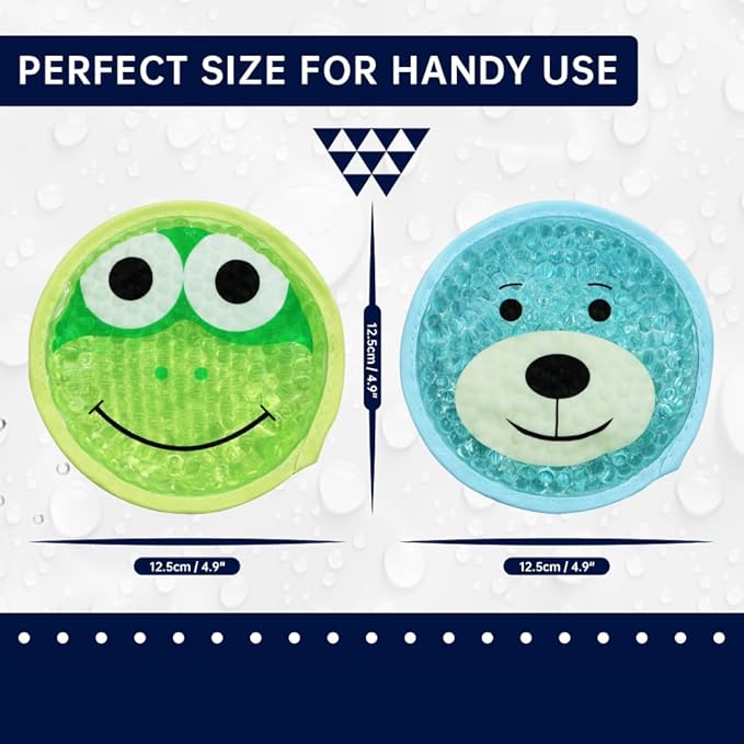 Gel Ice Pack for Injuries 2 Packs Cute Reusable Hot Cold Gel Packs for Fever Pain Relief Wisdom Teeth First Aid and Neck Head Arms Legs Knee Ankle