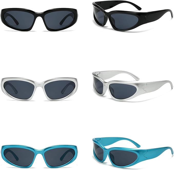 SOAR&EAGLE Y2K 3Pack Polarized sunglasses Wrap Around Men's Women's sunglasses Fashion Sport Shades Sun Glasses