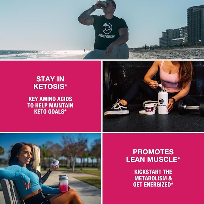 Honey Badger Pre Workout Powder, Keto Vegan Preworkout for Men & Women, Beta Alanine & Caffeine, Sugar Free Natural Energy Supplement, Wild Berry, 30 Servings-StrideForce Fitness