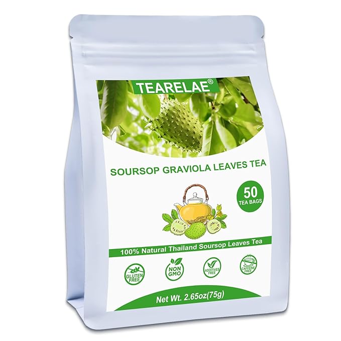 TEARELAE - Soursop Leaves Tea - 1.5g x 50 Count - 100% Pure Soursop Graviola Leaves Tea Bag - Country of Origin Thailand - Support Digestion & Rich In Nutrients-StrideForce Fitness