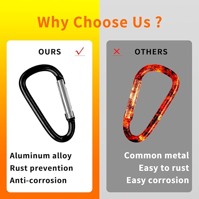 30PCS Aluminum Carabiner Clips, 2" D Shape Spring Snap Hooks Carabiner with 30PCS Keyring Keychain Hook-StrideForce Fitness