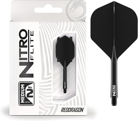 RED DRAGON Darts – Nitro Flite Integrated Flight & Shaft System – No.2 Shape and Design - Available in Short, Intermediate & Medium - Available in Variety of Colours - Professional Darts Accessories-StrideForce Fitness