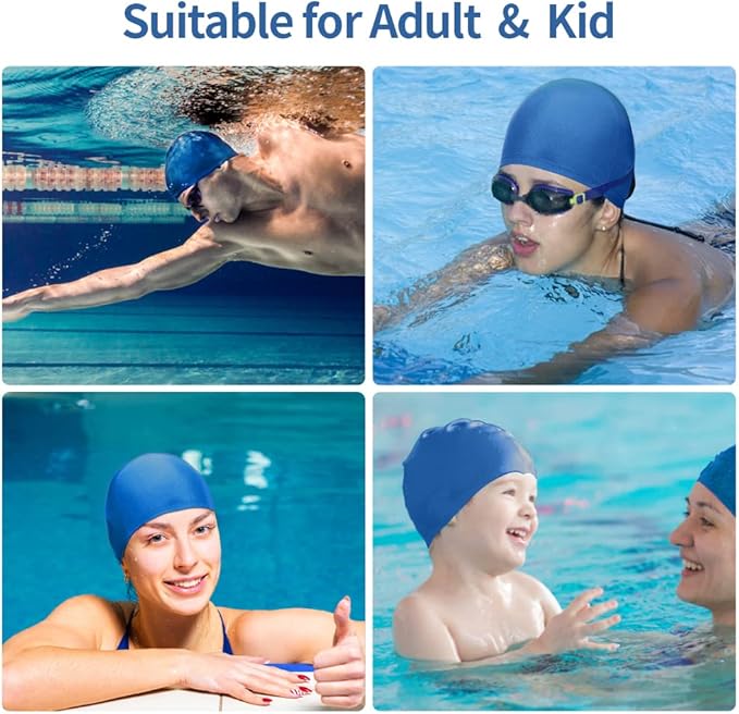 2pcs Cloth Swim Caps for Both Women & Men & Kids Fabric Durable Non-Waterproof Elastic Swimming Pool Cap Bathing Cap for Long and Short Hair-StrideForce Fitness
