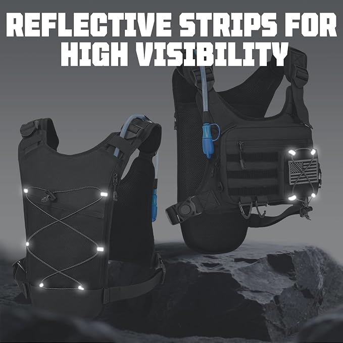 Hydration Vest with 2L Water Bladder for Men and Women,Lightweight Adjustable Hydration Backpack,Reflective Running Hydration Chest Bag for Hiking Climbing Cycling-StrideForce Fitness