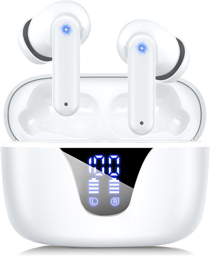 ZIUTY Wireless Earbuds Bluetooth Headphones, 50H Playtime Ear Buds with Mic, LED Digital Display Charging Case, IPX7 Waterproof, Deep Bass Stereo, in-Ear Earphone for iPhone Andriod Phone-StrideForce Fitness