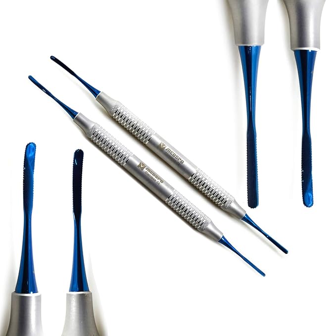 MEDSPO Professional Dental Instruments Osteotome Periotome Luxating Elevator Implant | Orthodontic PDL Teeth | Surgical Root Extraction (Titanium Coated Tips Sinus Lift PPAEL & PPAELA Set Of 2)