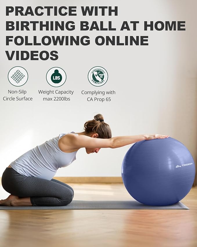 Trideer Yoga Ball – Anti-Burst Exercise Ball for Pregnancy, Office, Birthing, Stretching & Core Workout – Home Gym & Therapy-StrideForce Fitness