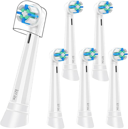 6 Pcs IO Replacement Heads Compatible with Oral B IO 2/3/4/5/6/7/8/9/10/Deep Clean Electric Toothbrush, Medium Bristles Brush Heads Compatible with Oral B IO for Effective Plaque Removal (White)