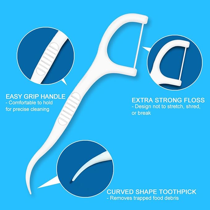 500 Pcs Dental Floss Picks, Thin Thread for Adults & Kids, Superior Oral Care, Dental Hygiene, Gum Health(50x10 Cases, 500 Total)