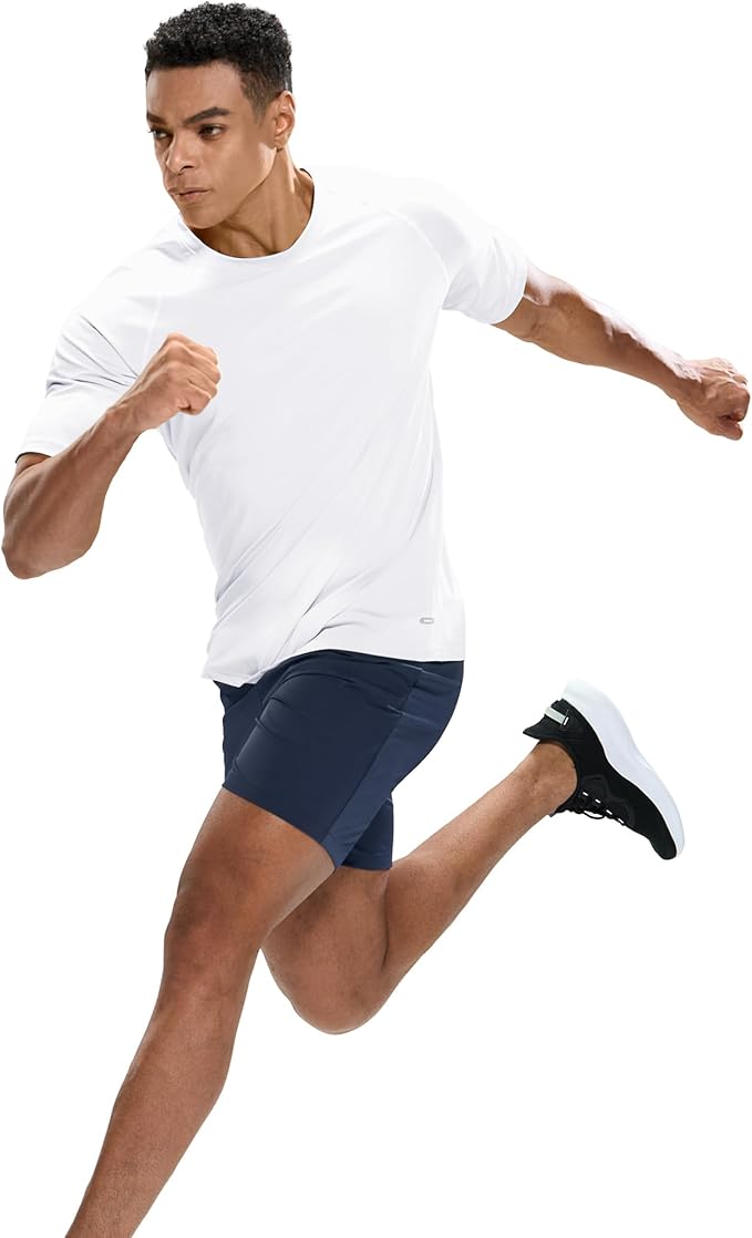 MIER Men's Dry Fit Workout T-Shirts Athletic Running Tee Short Sleeve Crew Neck Gym Tops, Polyester, Moisture Wicking-StrideForce Fitness