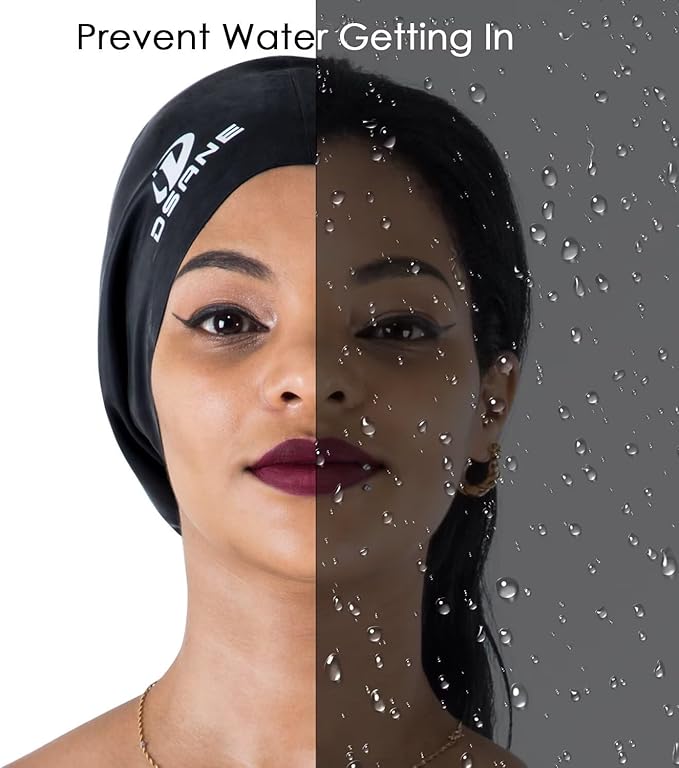 Dsane Extra Large Swimming Cap for Women and Men,Special Design Swim Cap for Very Long Thick Curly Hair&Dreadlocks Weaves Braids Afros Silicone Keep Your Hair Dry-StrideForce Fitness
