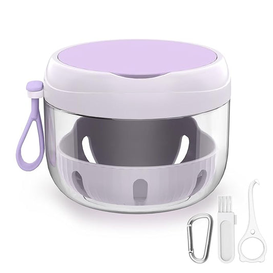 Denture Bath Box Cup, Leak Proof Denture Cup Kit Portable Retainer Case for Travel, Denture Case Cleaning Care for Dentures Aligner Mouth Guard with Denture Brush,Strainer, Removal Tool and Mirror
