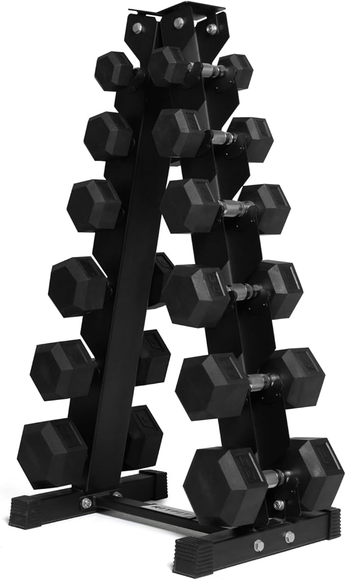 RitFit 5-650 LBS PVC Encased Hex Dumbbell Sets with Optional Rack for Home Gym, Hand weight with Chrome Handle for Strength Training, Workouts-StrideForce Fitness