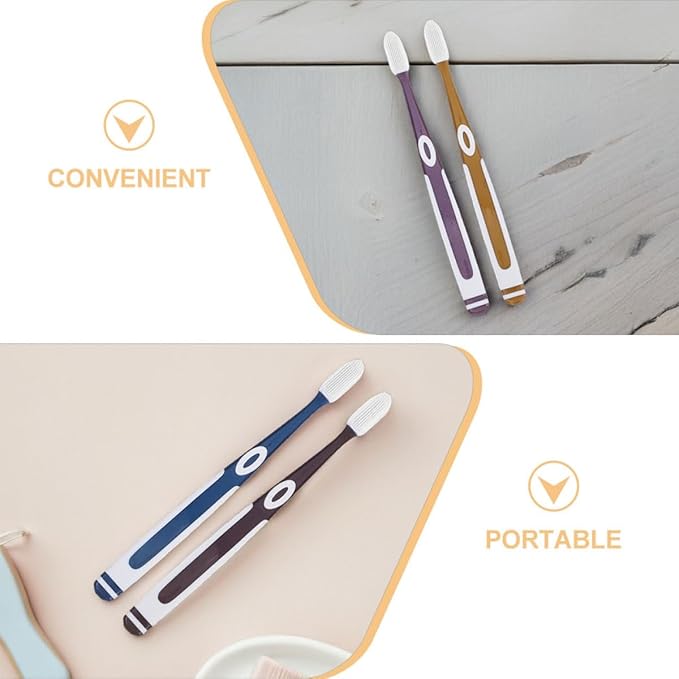 8PCS Soft Bristle Toothbrushes for Adults Family Pack Silicone Heads with Ultra-Soft Bristles Gentle Sensitive Teeth and Gums Portable Travel Tooth Brushes in Colors