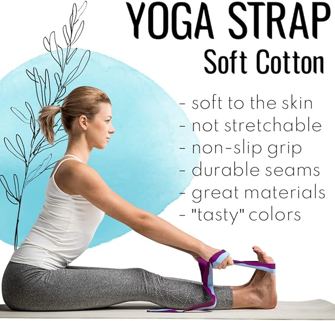 TECEUM Yoga Strap & Mat Strap – 2 IN 1 – Cotton – 6 ft 8 ft 10 ft (30+ colors) – Adjustable Non-Slip Belt for Yoga, Pilates, Stretching, Physical Therapy, Fitness & Home Workout – For Carrying Mats-StrideForce Fitness