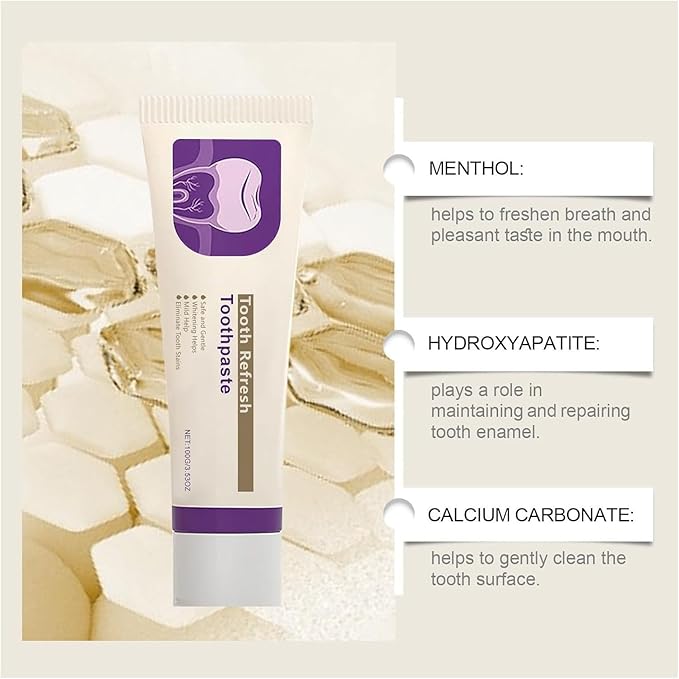 Tooth Refresh Toothpaste, Fresh Breath Whitening Formula, Natural Oral Care with Enamel Repair, Removes Coffee Tea Wine Stains, Deep Cleaning, 3.5 Oz (1 pcs)
