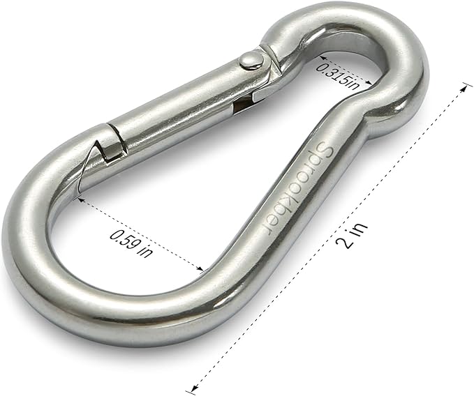 sprookber Stainless Steel Carabiner Spring Snap Hook - 304 Stainless Steel Heavy Duty Clips, Set of 4-StrideForce Fitness