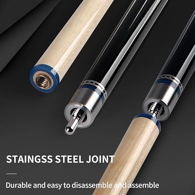 Kmise Professional Pool Cue Stick - 19 20 21oz Canadian Maple Cue Sticks, Low Deflection Shaft with Telescopic Carbon Fiber Extension, Pool Sticks for Aults, Billiard Cue Sticks with Leather Cue Case-StrideForce Fitness