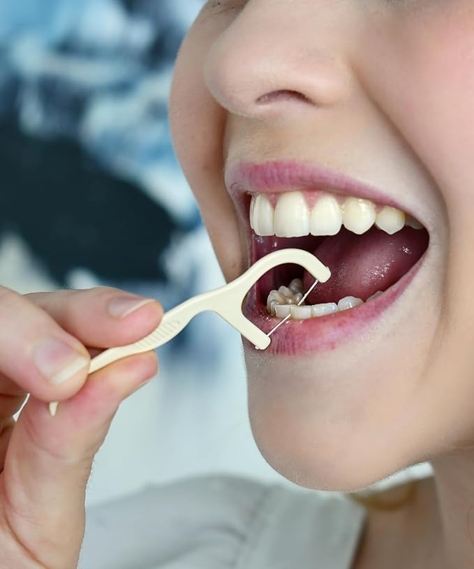 Floss Picks Biodegradable (100pcs) - Natural Dental Floss Picks, Vegan, Sustainable, Reusable, Shred Resistant and Nontoxic Plant-Based Material - Single Thread Mint