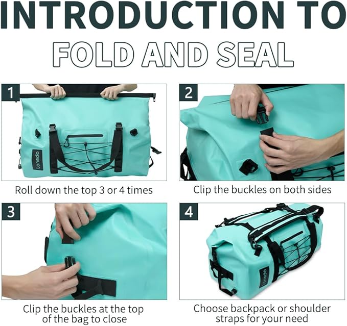 80L Dry Bag Large Waterproof Bag Roll-Top Heavy Duty Fishing Duffel Bag with Durable Straps & Handles for Kayaking Paddle boarding Boating Rafting Fishing-StrideForce Fitness