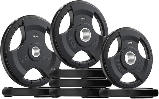 SPART Weight Plate 2-Inch Rubber Coated Olympic Grip Plate for Barbell,Solid Cast Iron Weight Plates in Pairs or Single for Strength Training,Weightlifting,Crossfit,Home Gym(5LB/10LB/25LB/35LB/45LB)-StrideForce Fitness