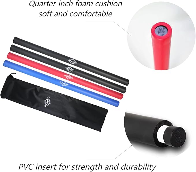 Kali Sticks Martial Arts Foam Padded Escrima Sticks for Safe Practice Training and Sparring with Carry Bag Case - 4 Packs-StrideForce Fitness