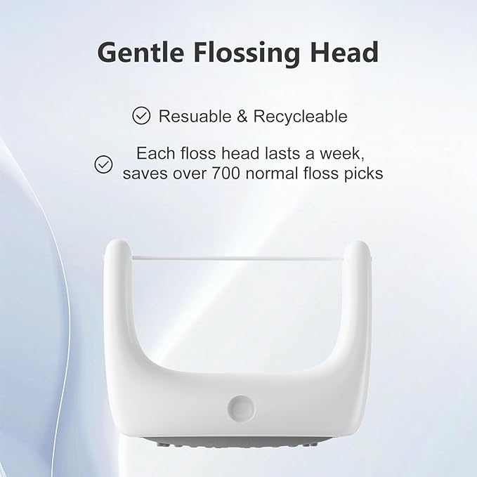 Electric Flosser, 3 in 1 Electric Teeth Flosser for Teeth, 4 Speeds+60 Reusable Non-Toxic Replacement Heads, Tongue Scraper & Gum Stimulator, Ultrasonic Power Flossing for Adults & Kids