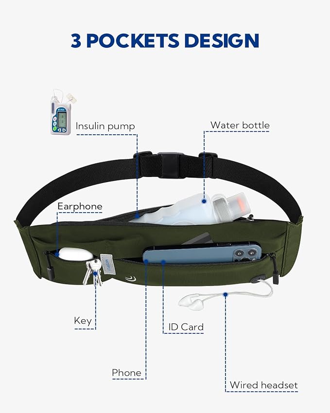 WATERFLY Running Belt Fanny Pack: Runner Marathon Jogging Waist Pack Sport Workout Exercise Fitness Phone Holder Belt for Men Women Jogger Slim Waistband-StrideForce Fitness