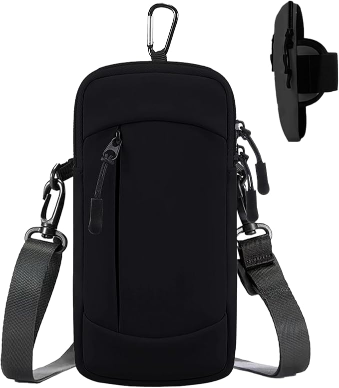 Cell Phone Crossbody Bag with Arm Band, Waterproof Phone Holder Pouch Fits iPhone & Android up to 7'', Small Sling Shoulder Purse for Running, Hiking, Travel, Workout (Black)-StrideForce Fitness