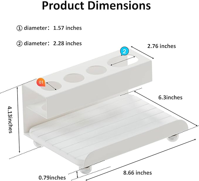 Quick Dry Electric Toothbrush Holder 4 Slots Metal Bathroom Counter Organizer for Toothpaste Razor Mouthwash, White