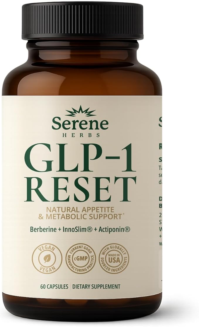 GLP-1 Supplement for Women & Men - Hunger & Metabolism Support with Berberine, InnoSlim, Actiponin - Natural GLP1 Booster to Support Appetite, Digestion & Gut Health - Vegan - 60 Capsules-StrideForce Fitness