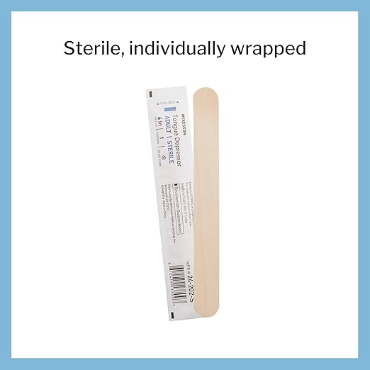 McKesson Tongue Depressor, Sterile, Wooden, Individually Wrapped, Adult, 6 in, 100 Count, 10 Packs, 1000 Total