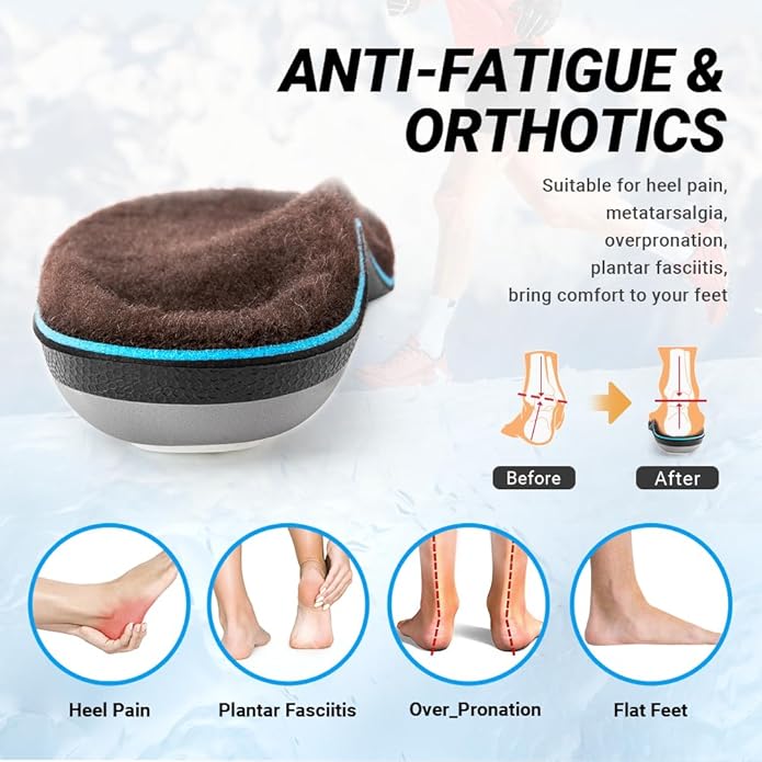 VALSOLE Heavy Duty Support Pain Relief Orthotics - 220+ lbs Plantar Fasciitis High Arch Support Insoles for Men Women, Flat Feet Orthotic Insert, Work Boot Shoe Insole, Absorb Shock with Every Step-StrideForce Fitness