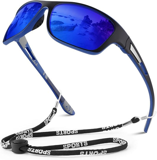 Polarized Sports Sunglasses for Men Women,Fishing Driving Rectangular Goggles UV400 Protection-StrideForce Fitness